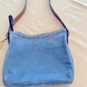 Blue Suede Coach Shoulder Bag
